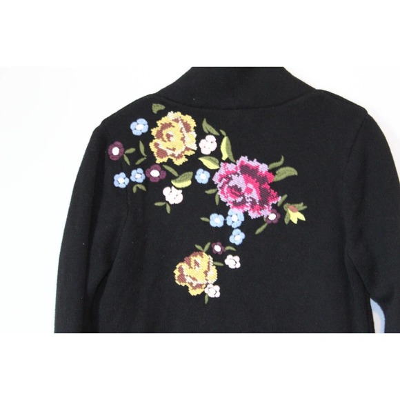 Soft Surroundings La Vie En Rose Cardigan Sweater Embroidered Size M H14093 - Picture 8 of 10